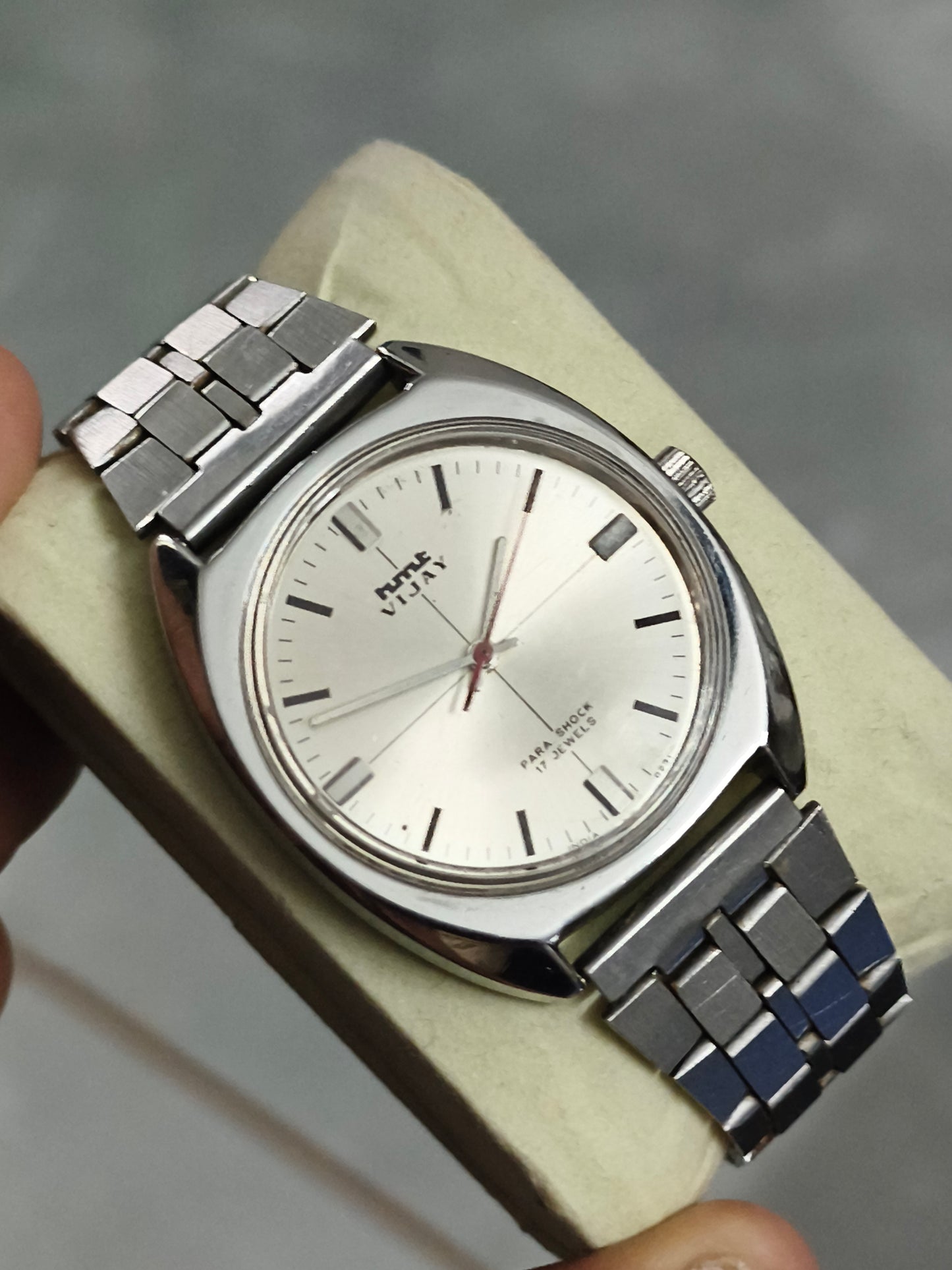 HMT Vijay Mechanical Watch with Silver-toned, Cross-hair Pattern Dial