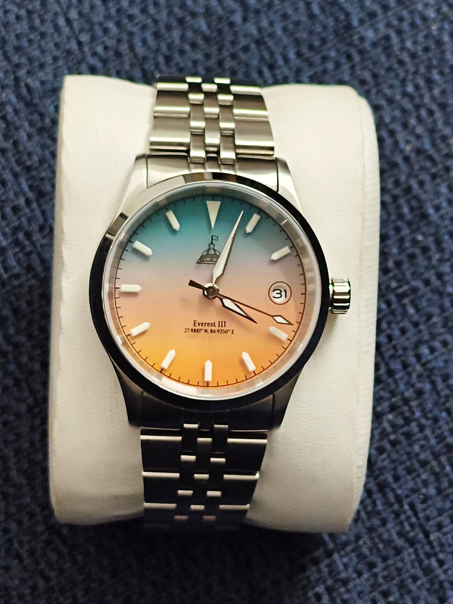 DWC Everest III Automatic Watch with a Sunrise Gradient Dial and NH-35 Movement