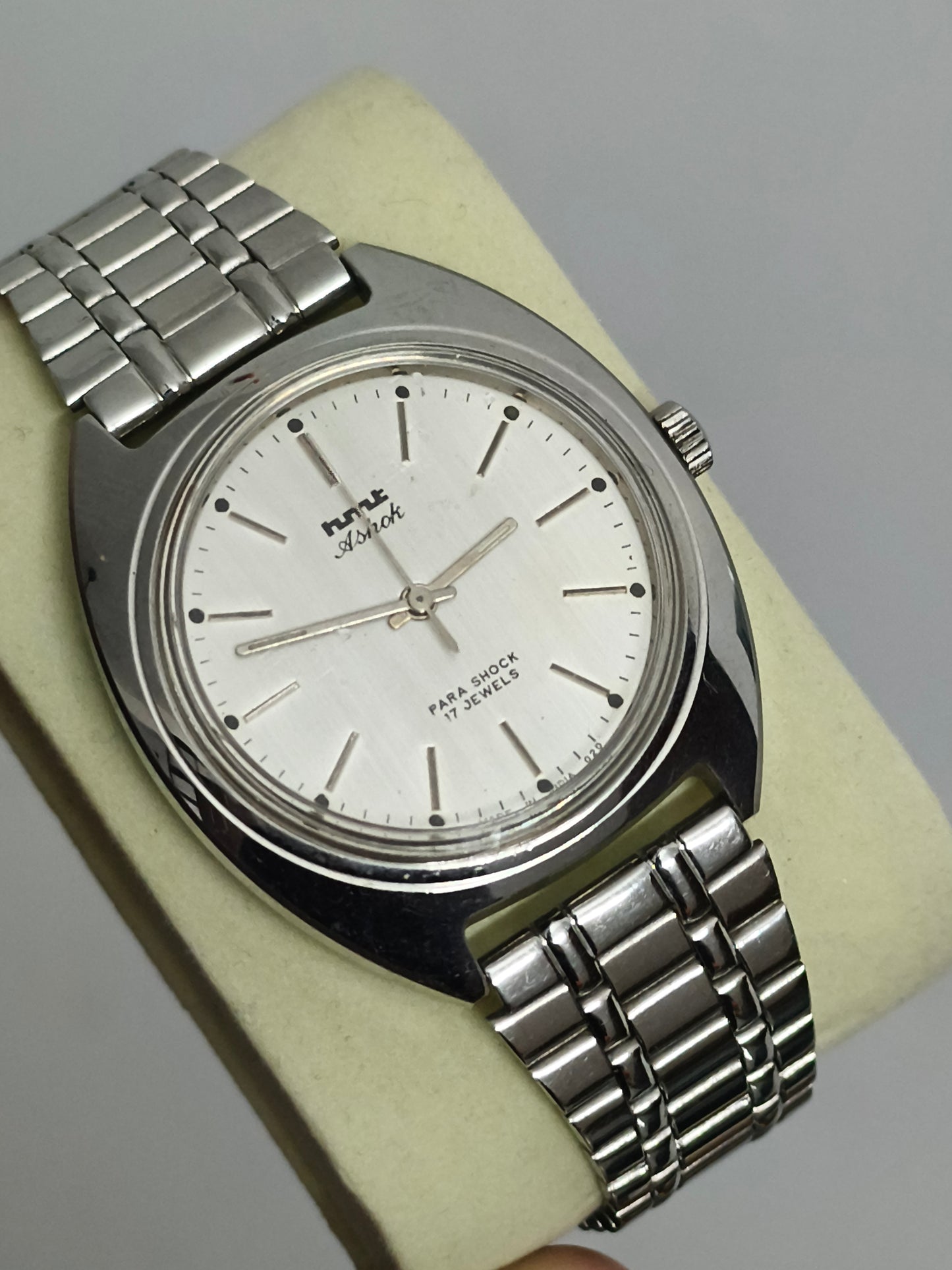 HMT Ashok Hand-wound Watch with Silver Brushed Dial