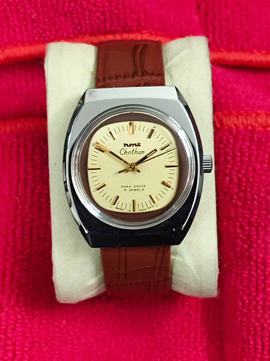 HMT Chethan Mechanical Watch with Champagne Dial, Mint Condition