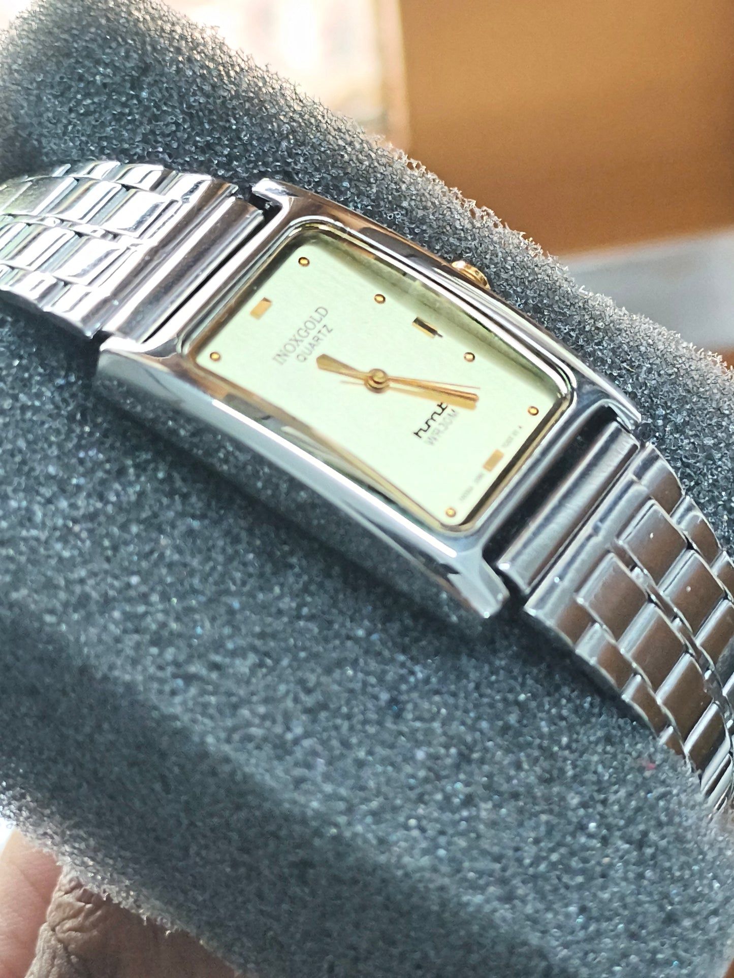 HMT INOX Tank Quartz Watch with Yellow Dial (IGSS 05)