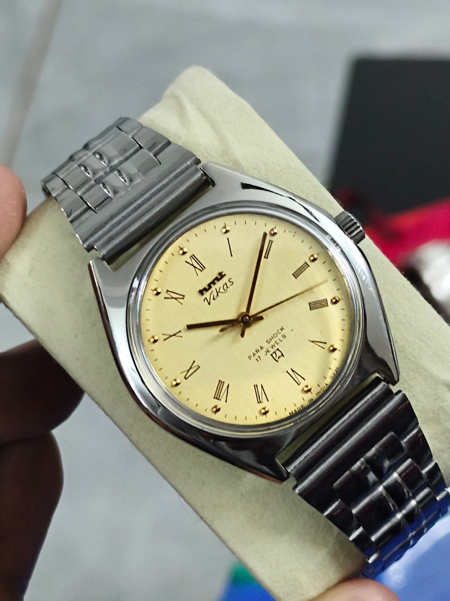 HMT Vikas Mechanical Vintage Watch with a Gold-toned Dial