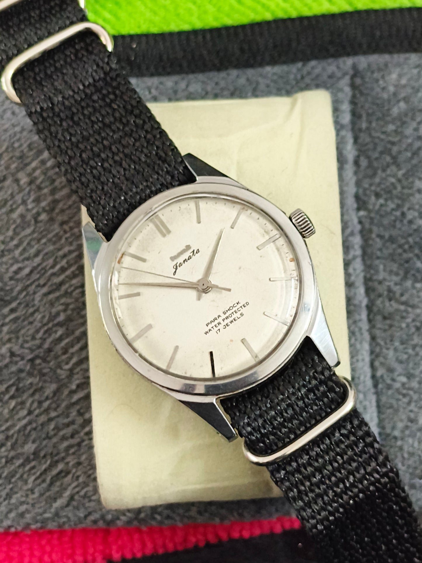 HMT Janata Hand-wound Vintage Watch with a White Patina Dial and Black NATO Strap