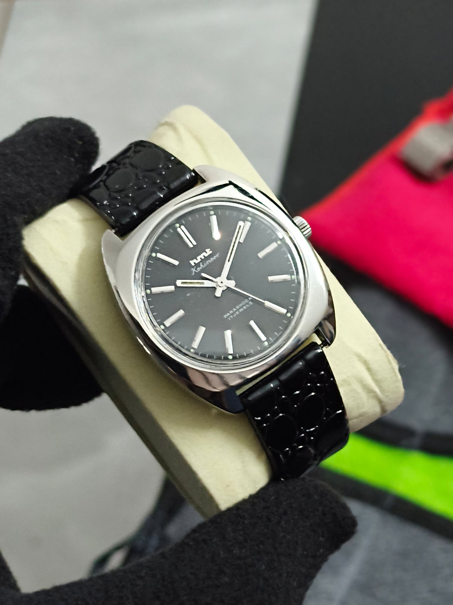 HMT Kohinoor Mechanical Hand-wound Watch with a Black Dial