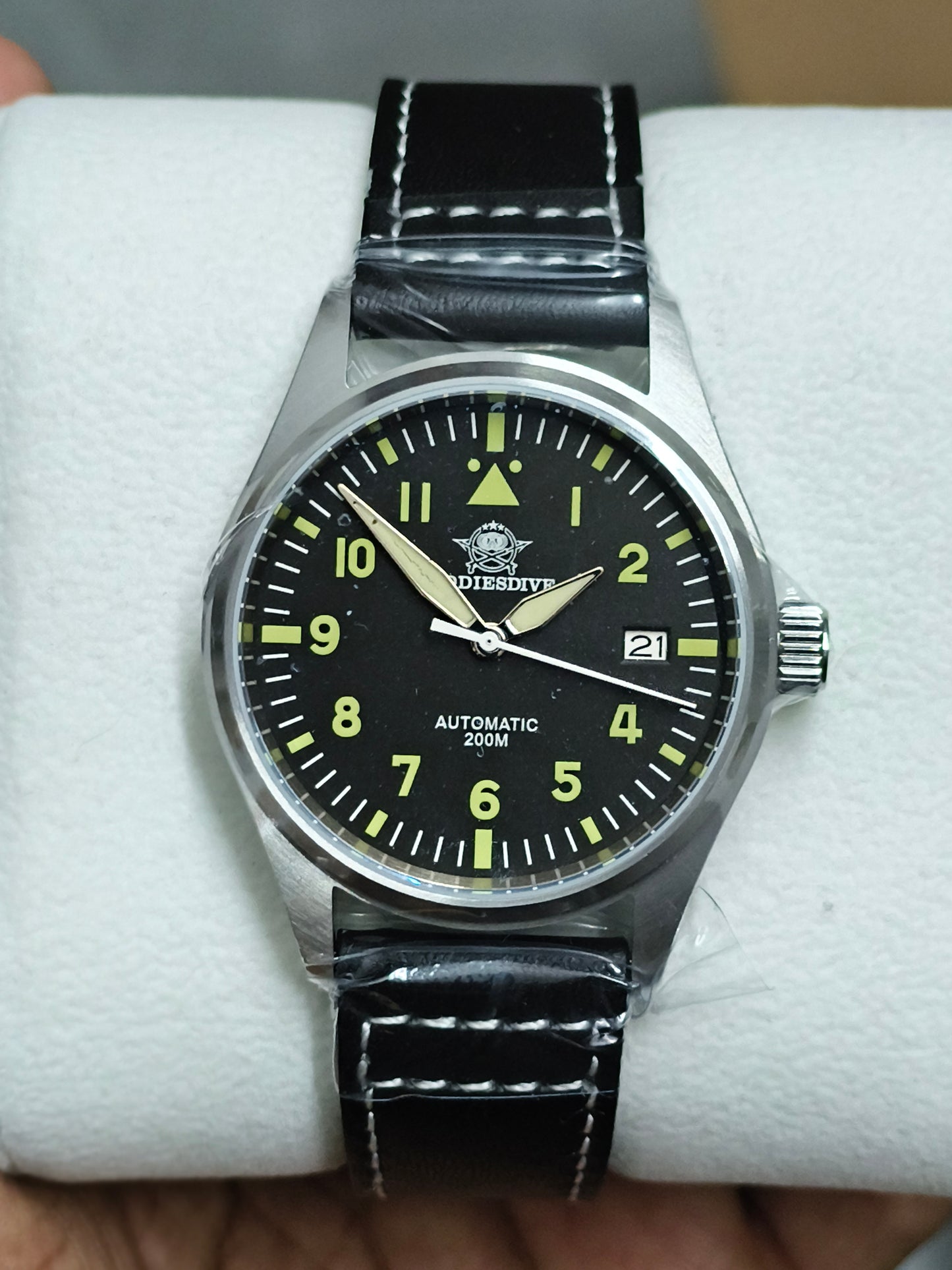 ADDIESDIVE 39mm Automatic Watch Pilot/Diver 200M with Black Dial