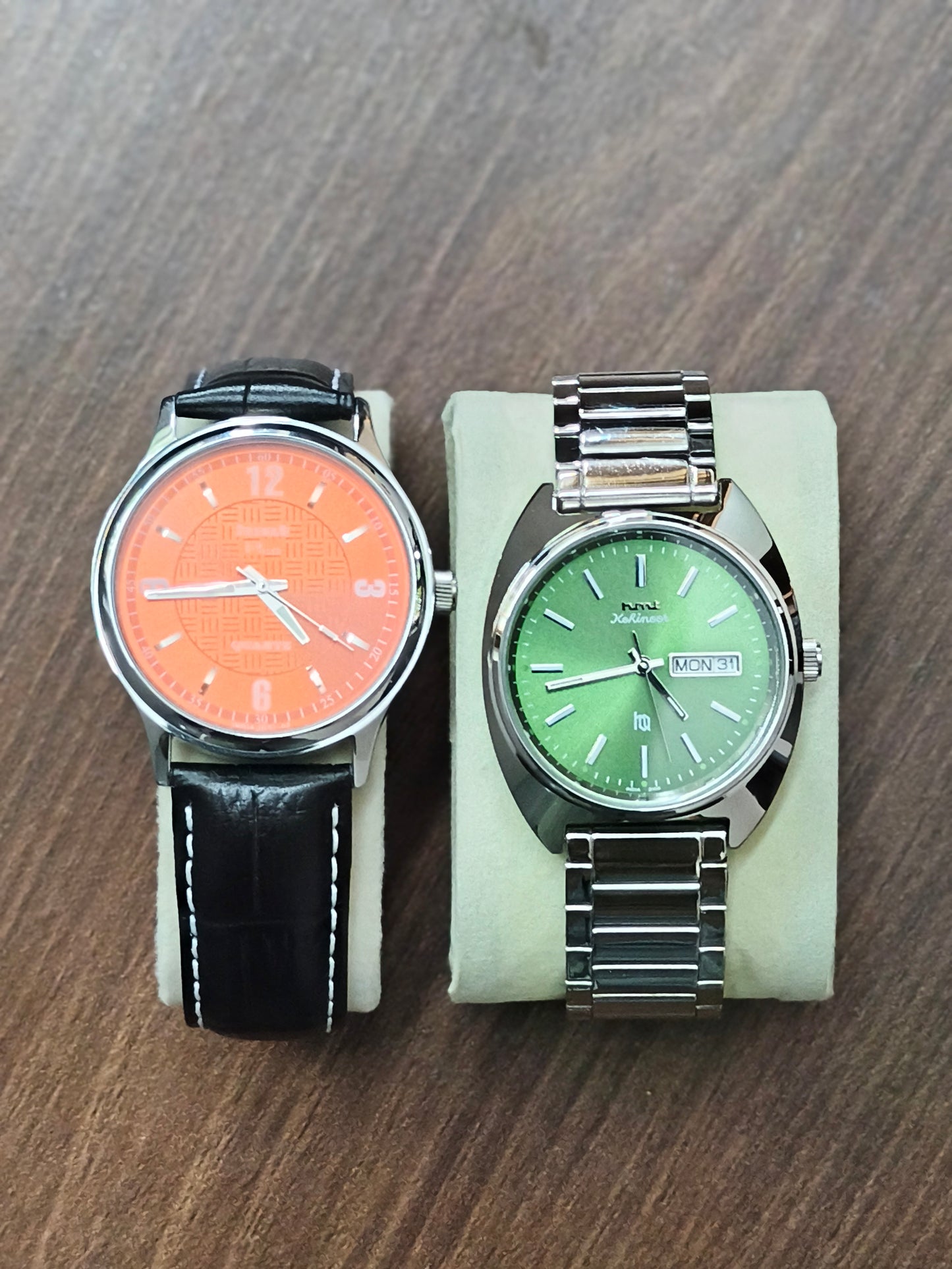HMT Kohinoor Quartz Green and Plus Quartz Saffron Combo