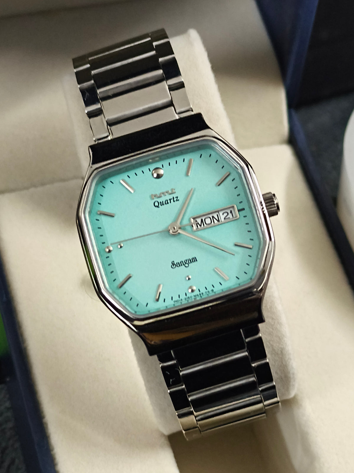 HMT Sangam Quartz Watch with a Tiffany Blue Dial