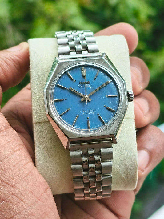 HMT Sartaj Mechanical Hand-wound Watch with Blue Dial