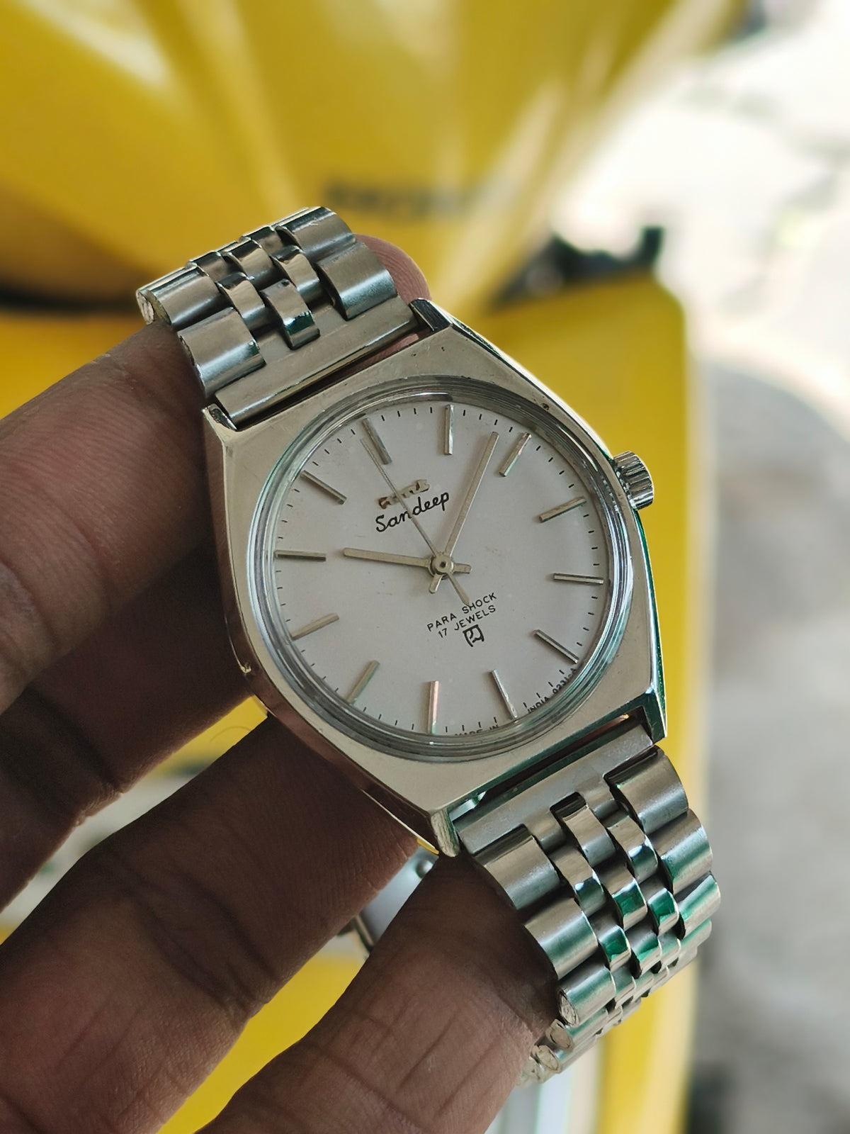 HMT Sandeep Mechanical Hand-Wound Vintage Watch with a White Dial