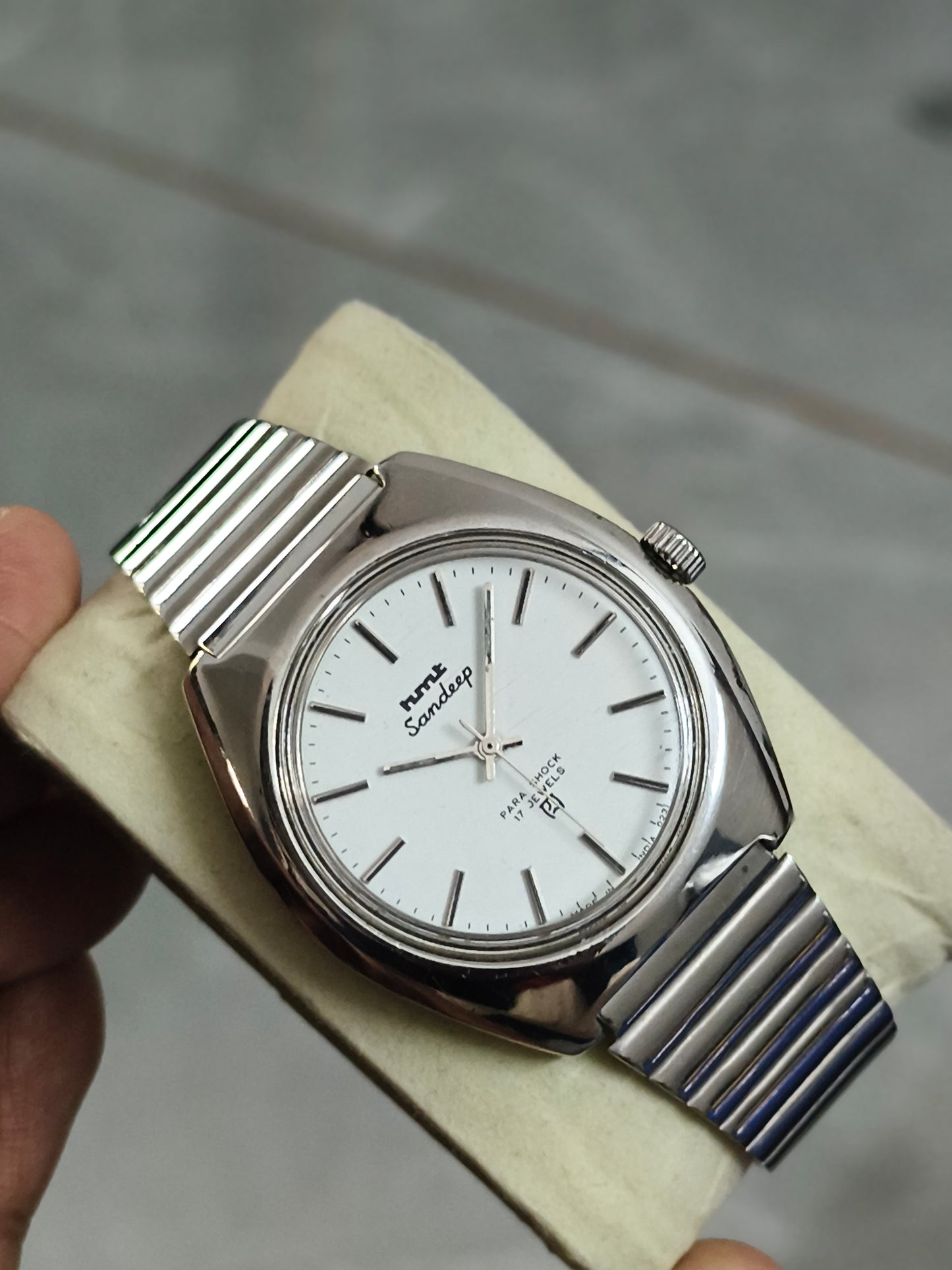 HMT Sandeep Mechanical Watch with White Dial