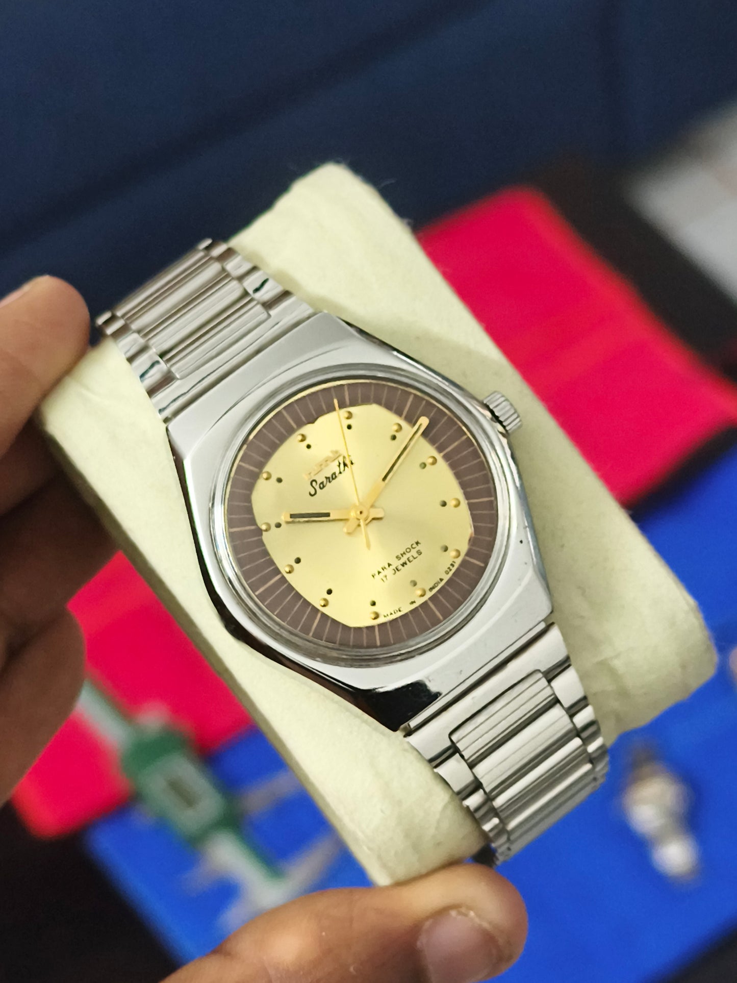 HMT Sarathi Mechanical Hand-wound Watch with Gold-toned Dial