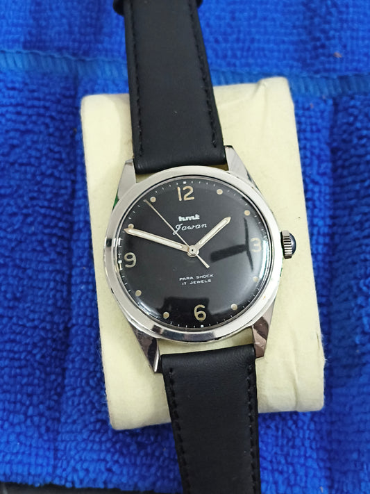 HMT Jawan Mechanical Vintage Watch with Military Broad Arrow Marking on the Case-back and Black 4ARBC Dial