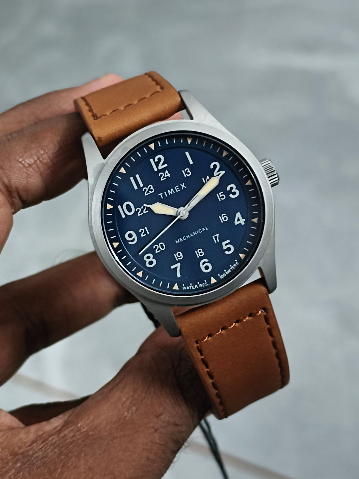 Timex Expedition North Field Post Mechanical 38mm Watch with a Blue Dial