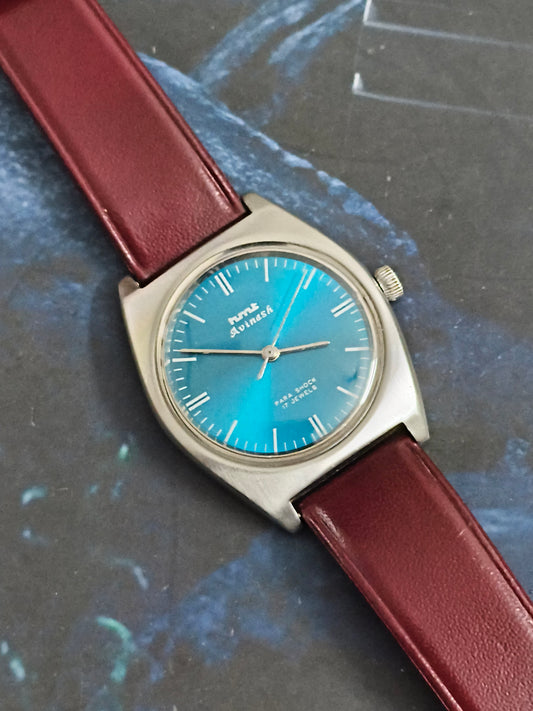 HMT Avinash Hand-wound Vintage Watch with a Peacock Blue Dial