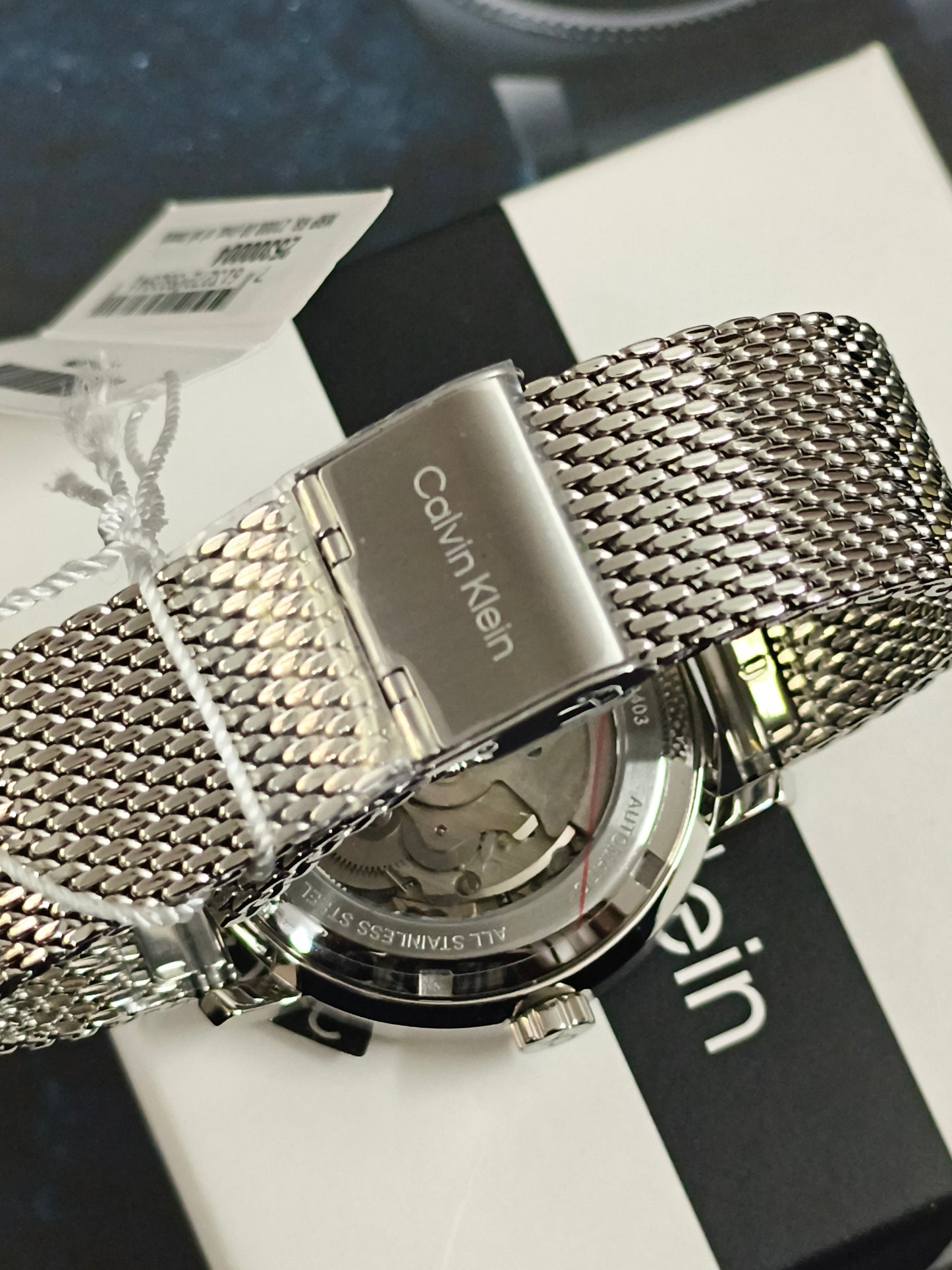 Calvin Klein Automatic 40mm Watch with an Open-worked Dial and Mesh Bracelet, NOS/Mint Condition