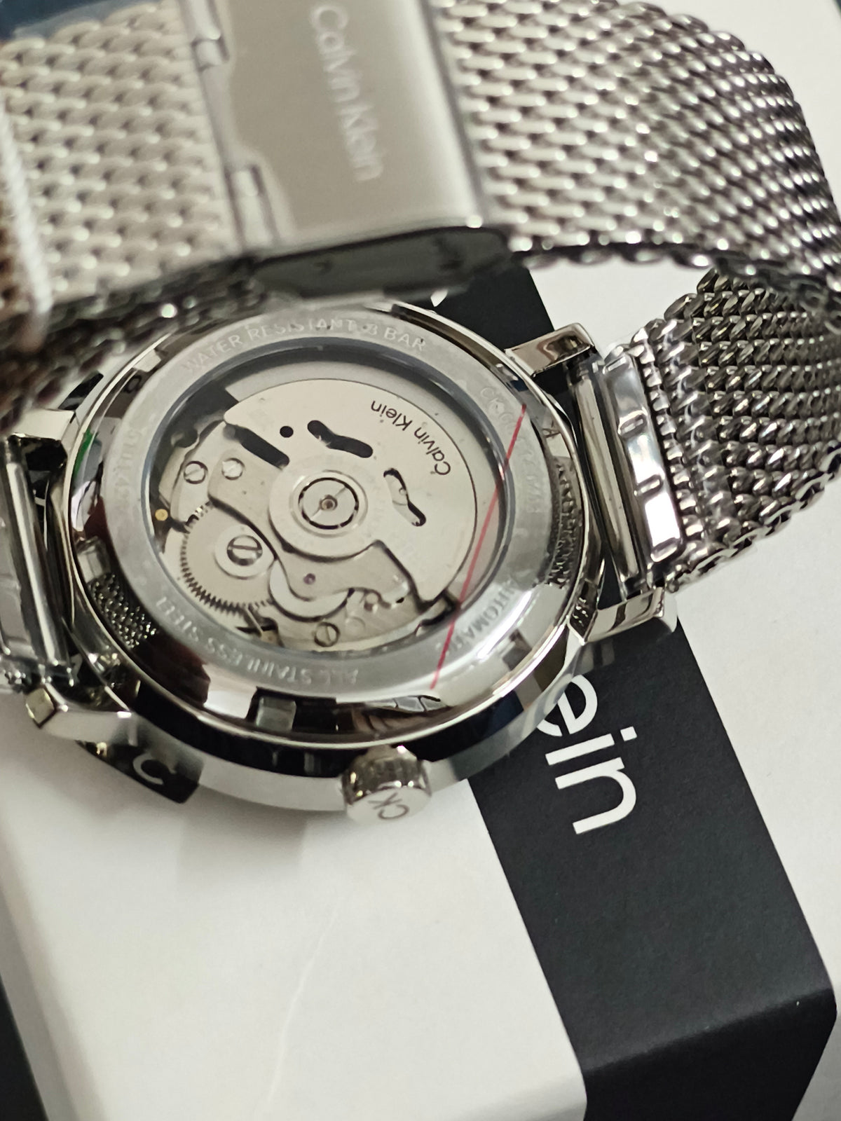 Calvin Klein Automatic 40mm Watch with an Open-worked Dial and Mesh Bracelet, NOS/Mint Condition