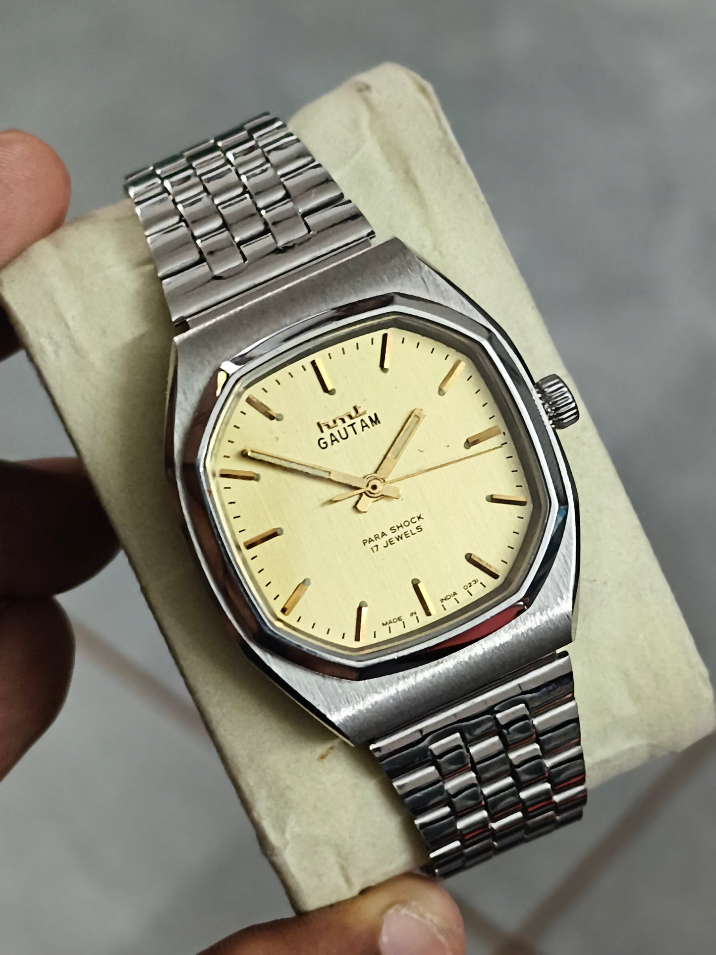 HMT Gautam Hand-wound Watch with Gold-toned Dial, Mint Condition