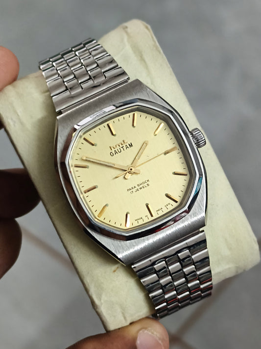 HMT Gautam Hand-wound Watch with Gold-toned Dial, Mint Condition