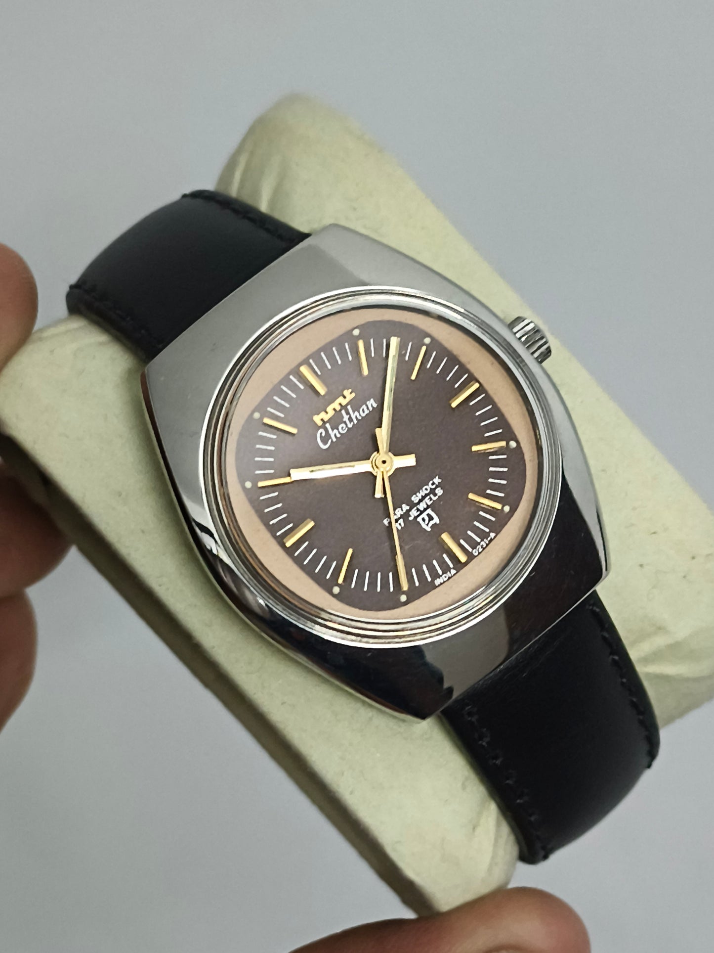 HMT Chethan Hand-Wound Watch with Brown Dial