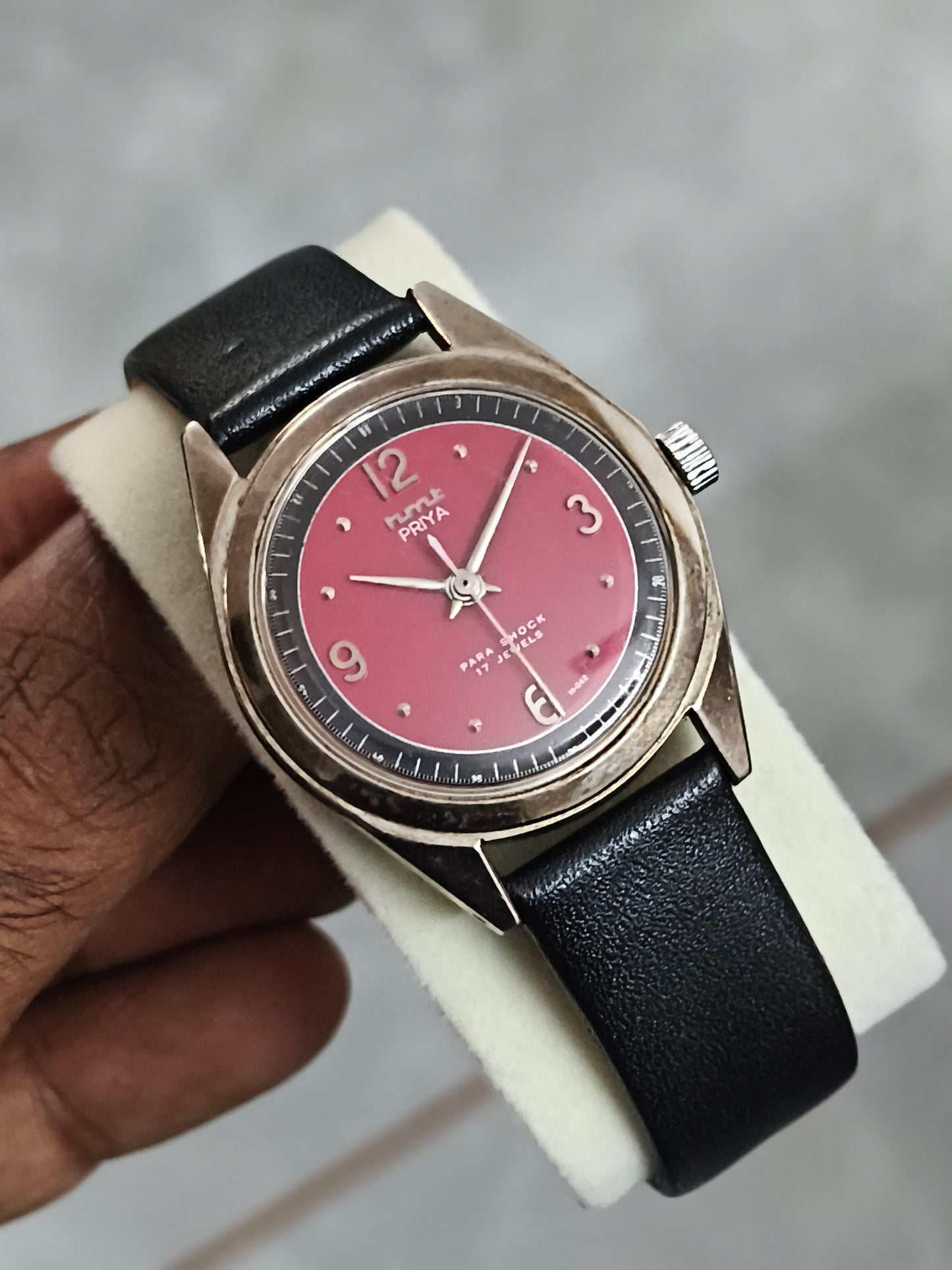 HMT Priya Mechanical Watch with Deep Red Dial, Mint Condition Full Set