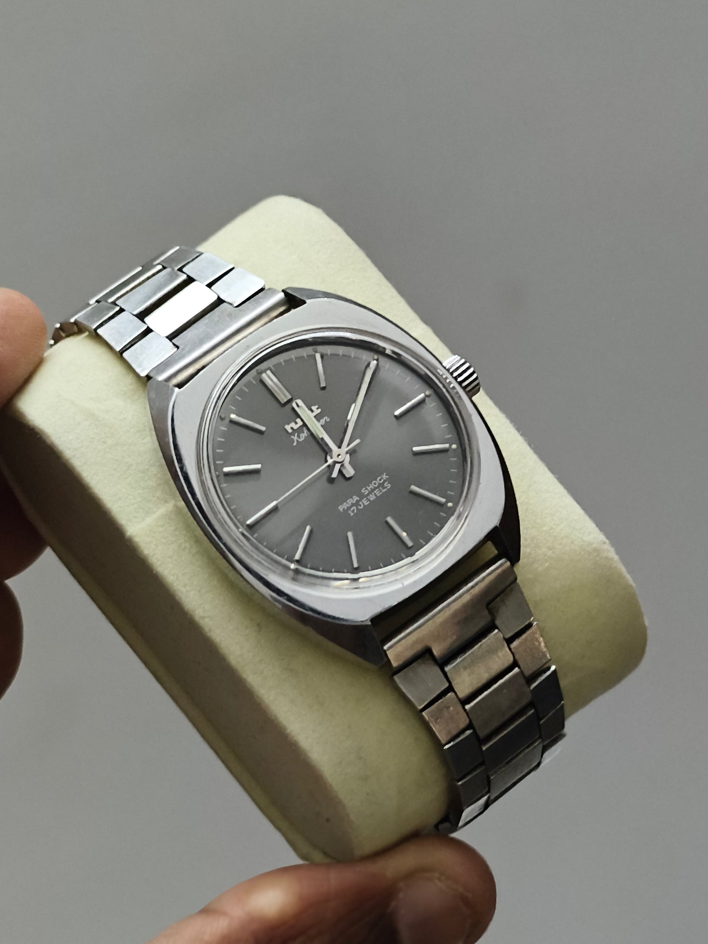 HMT Kohinoor Mechanical Watch with Grey Dial and Steel Bracelet