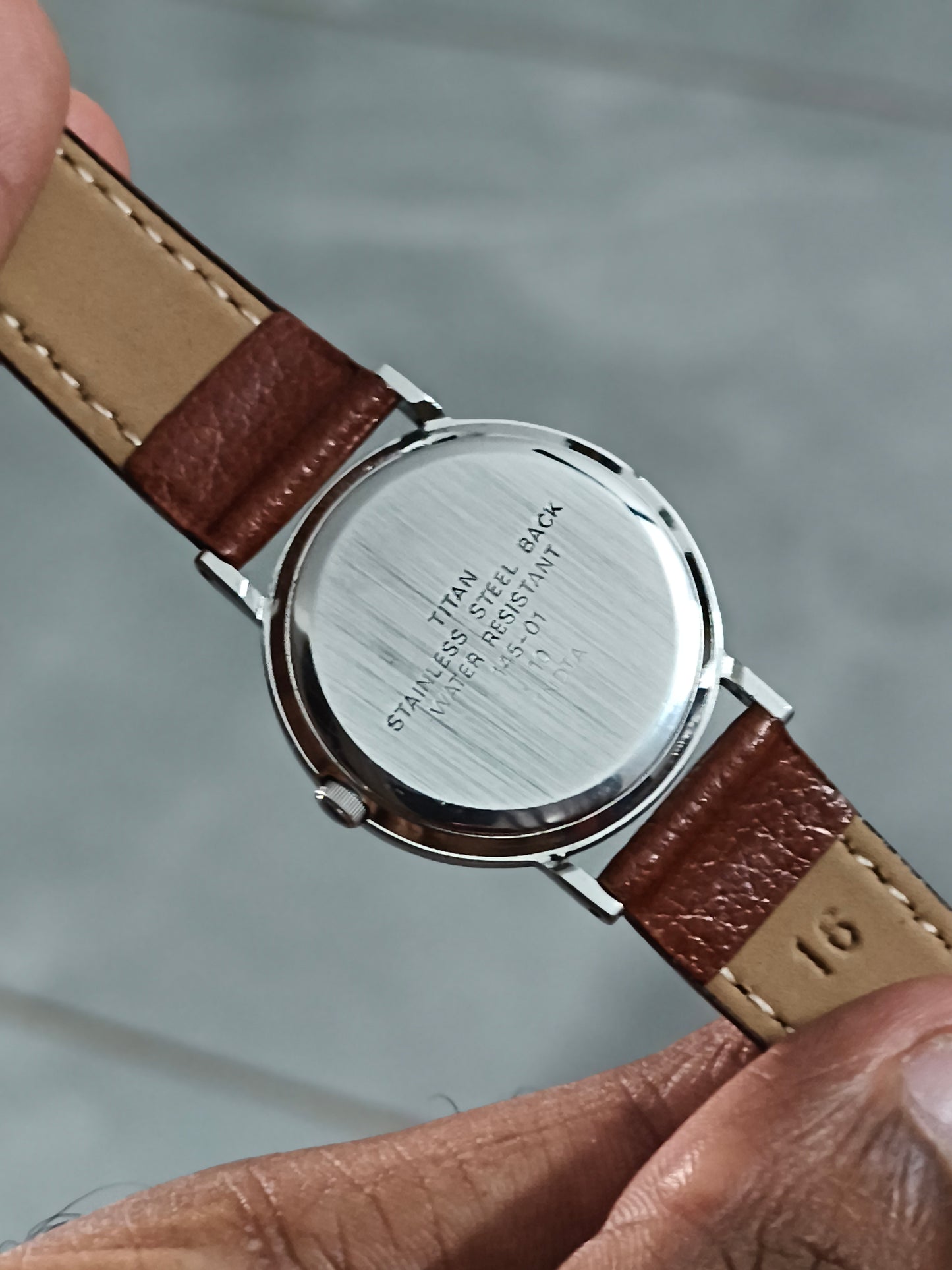 Titan Classique Unisex Quartz Watch with Pink Marble Texture Dial