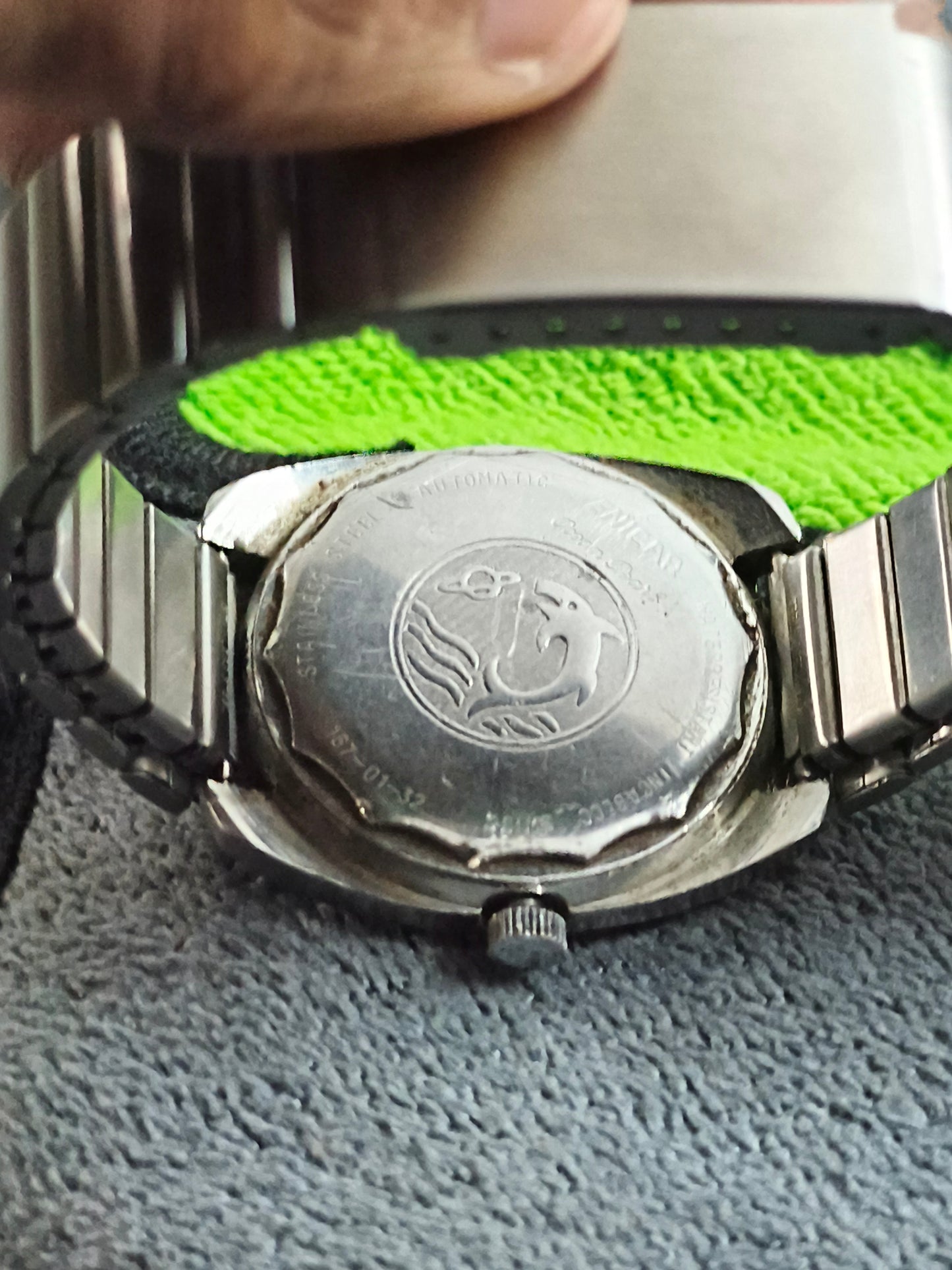 Enicar Ocean Pearl Automatic Vintage Watch with a Tiger-eye Striped Dial