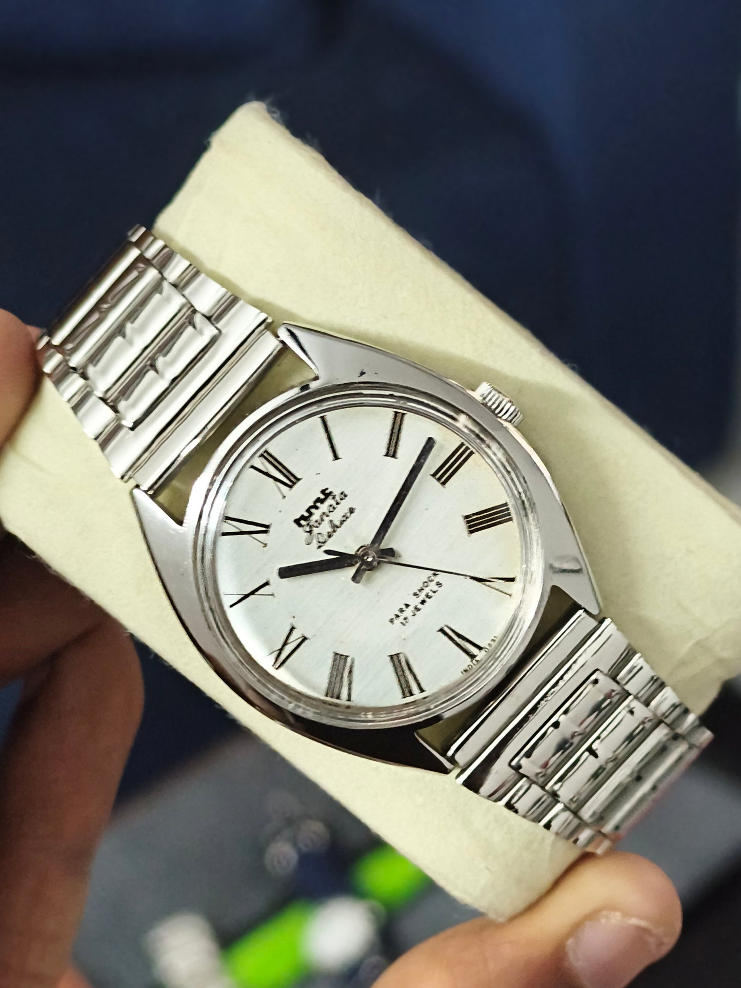 HMT Janata Deluxe Hand-wound Mechanical Watch with Silver-toned Dial
