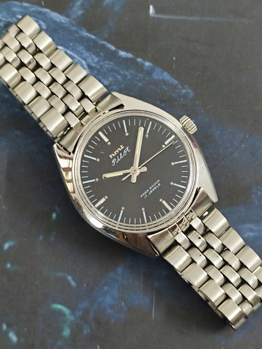 HMT Pilot Hand-wound Vintage Watch with a Black Dial