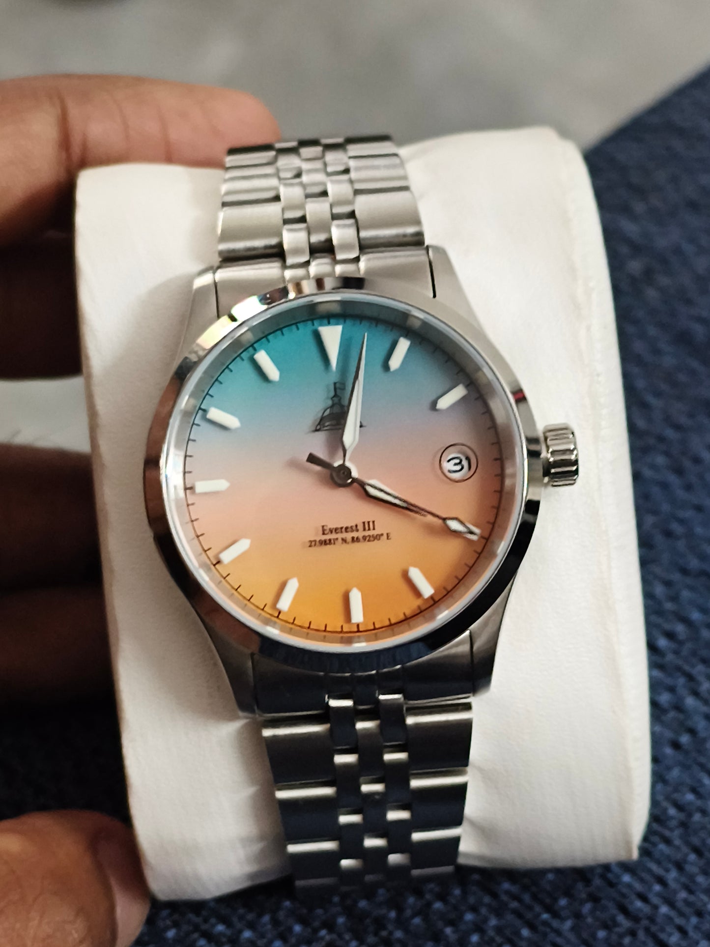 DWC Everest III Automatic Watch with a Sunrise Gradient Dial and NH-35 Movement
