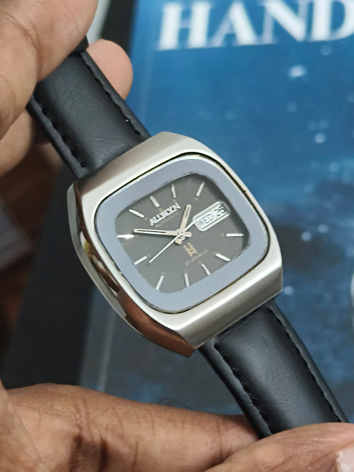 Allwyn Automatic Vintage Day Date Watch with a Black Dial