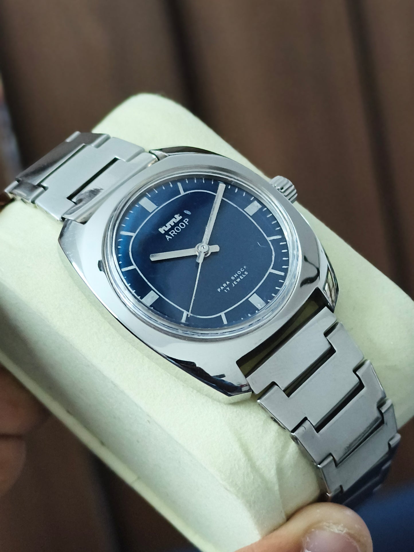 HMT Aroop Vintage Mechanical Watch with Petrol Blue Dial