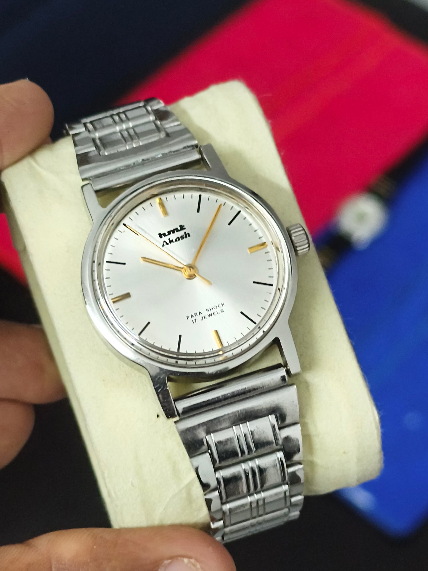 HMT Akash Mechanical Hand-wound Watch with Silver-toned Dial