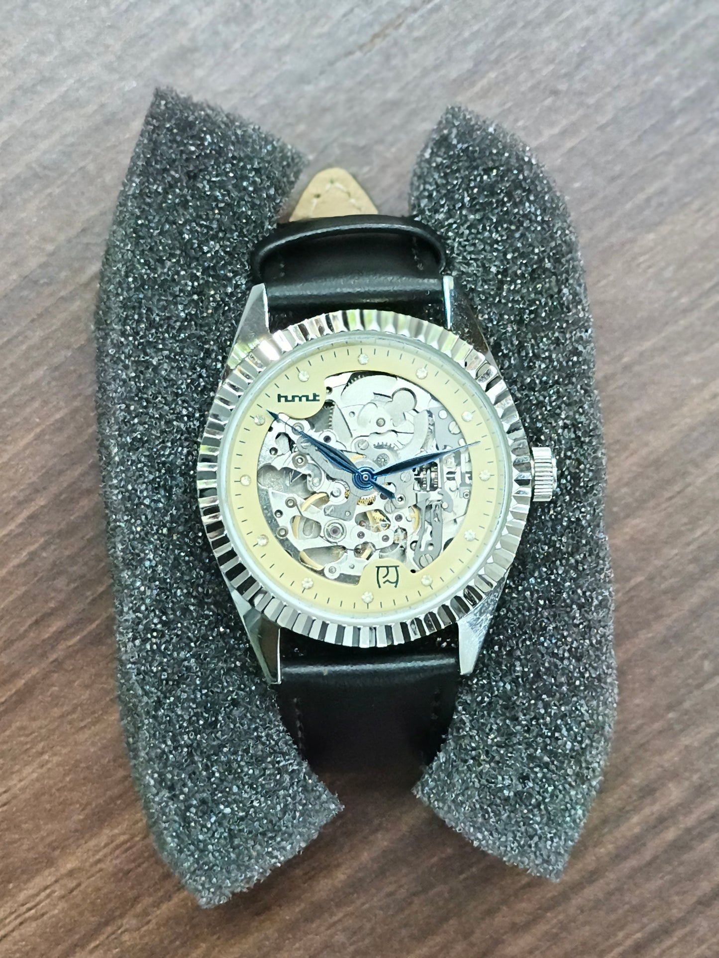 HMT Skeleton Automatic Watch with Fluted Bezel (with original box and papers)
