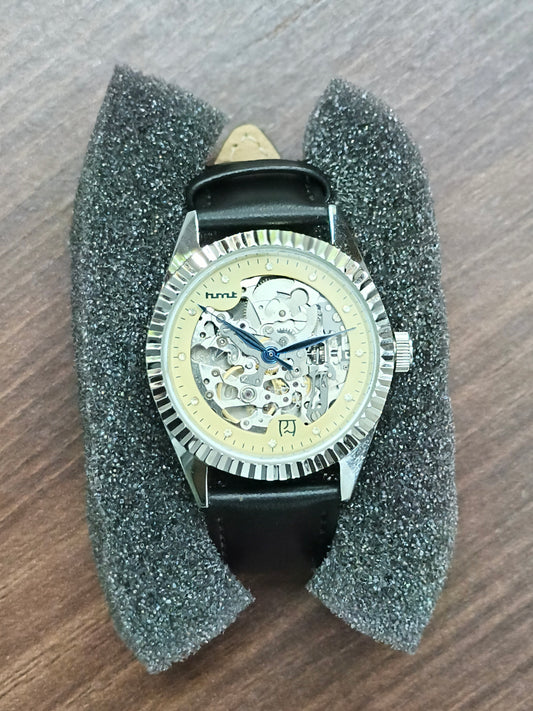 HMT Skeleton Automatic Watch with Fluted Bezel (with original box and papers)