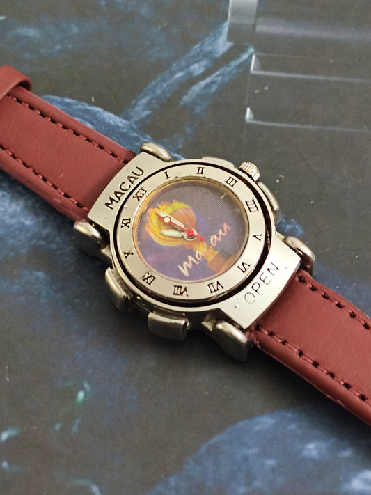 Macau Casino Dice Flip Open Watch with a Swivelling Case