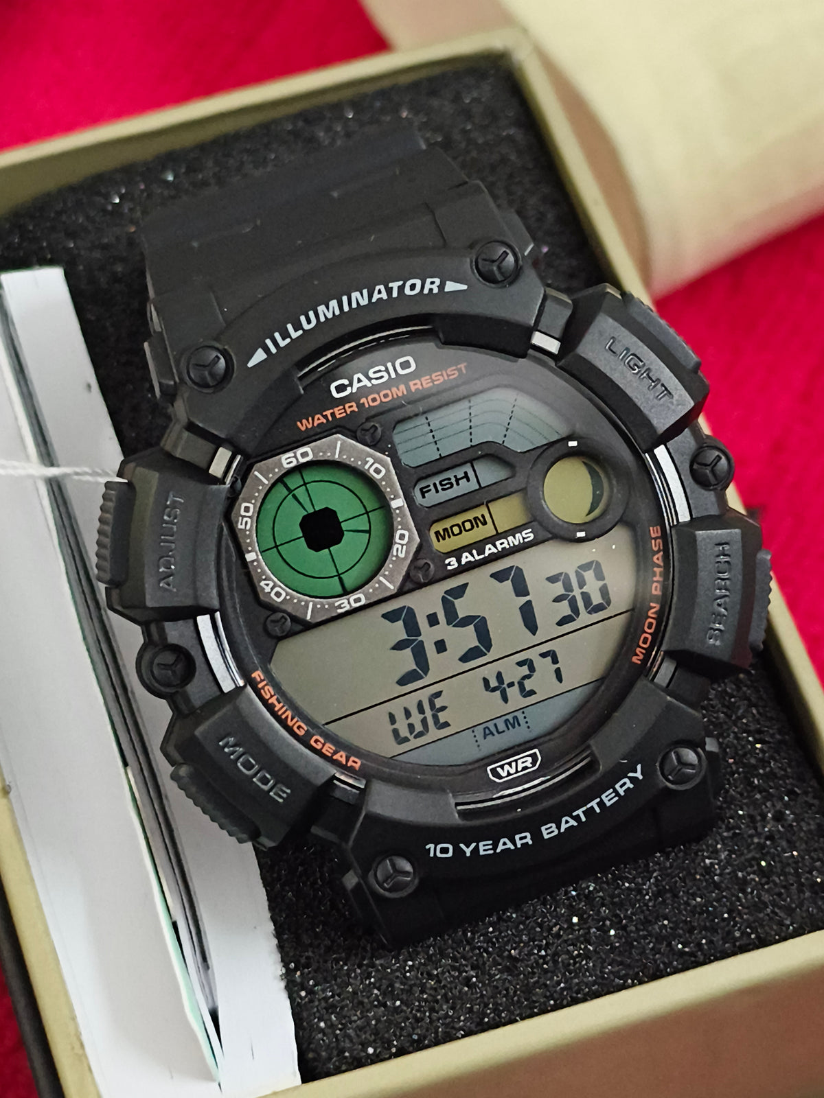 Casio WS-1500H-1AV Digital Sports Watch with Moon Phase and Fishing Level Indicator