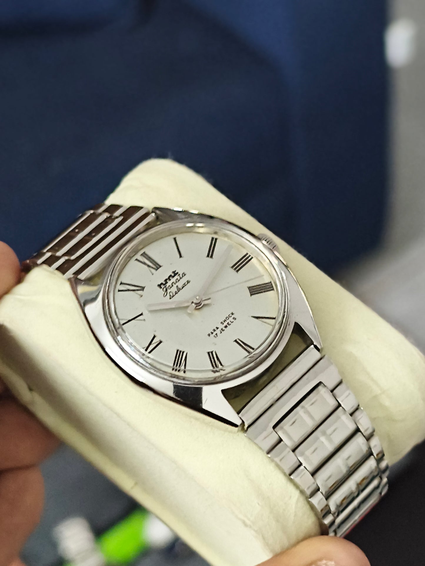 HMT Janata Deluxe Hand-wound Mechanical Watch with Silver-toned Dial