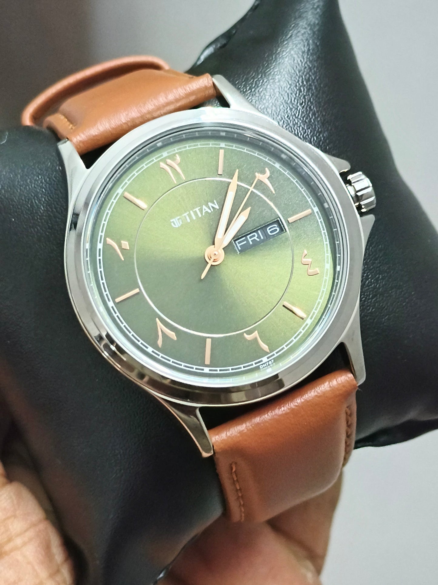 Titan Marhaba Green Dial Watch with Eastern Arabic Numerals 42mm