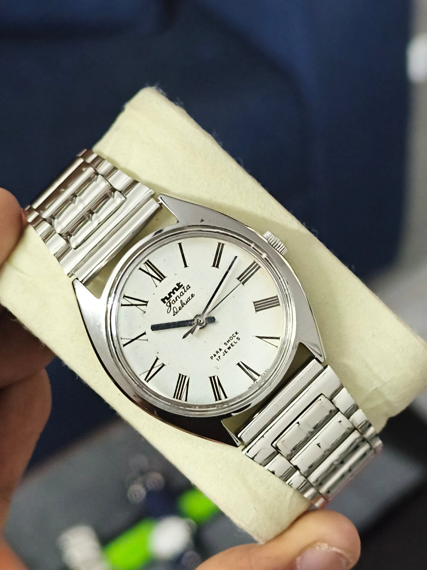 HMT Janata Deluxe Hand-wound Mechanical Watch with Silver-toned Dial