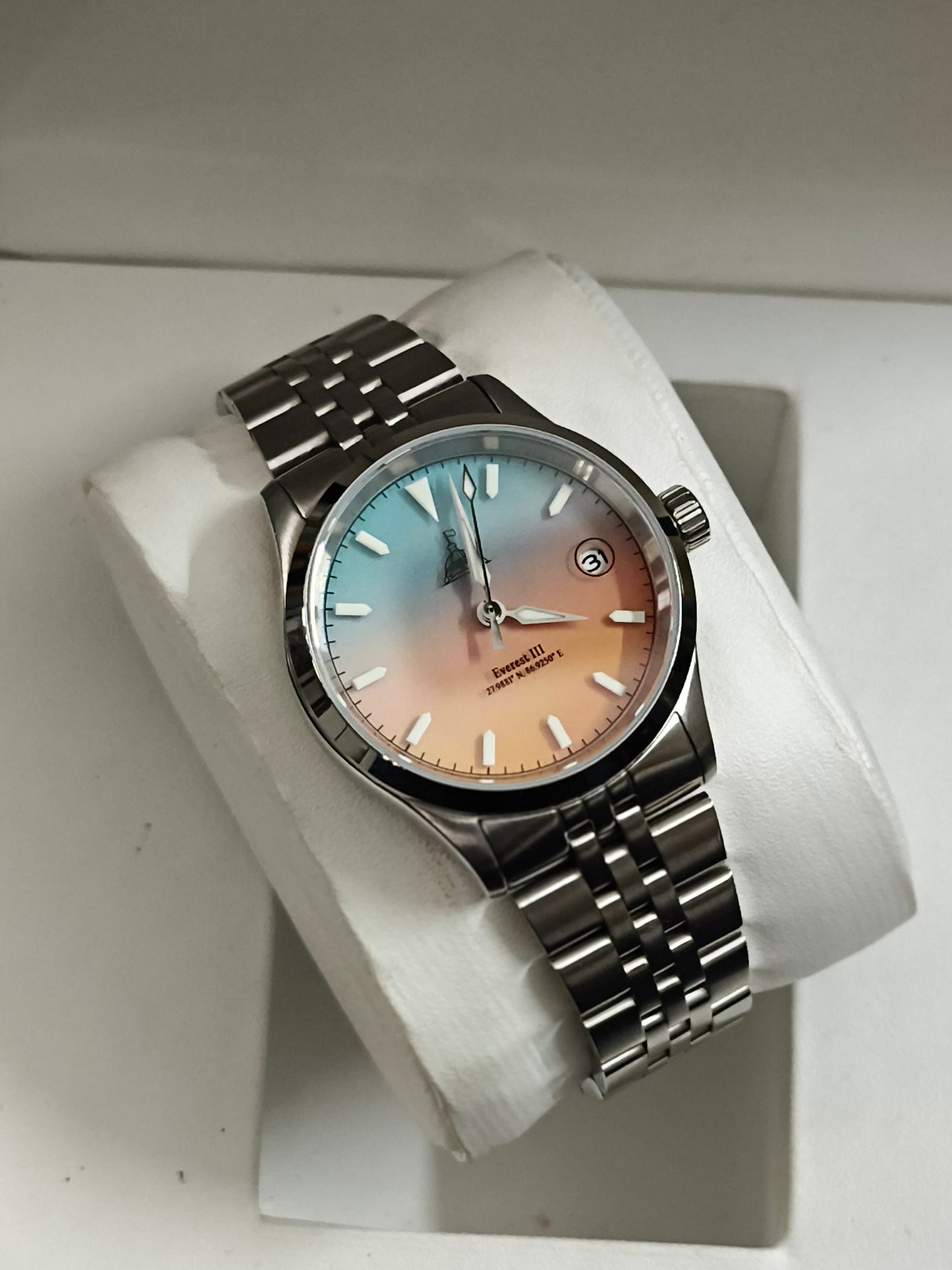 DWC Everest III Automatic Watch with a Sunrise Gradient Dial and NH-35 Movement