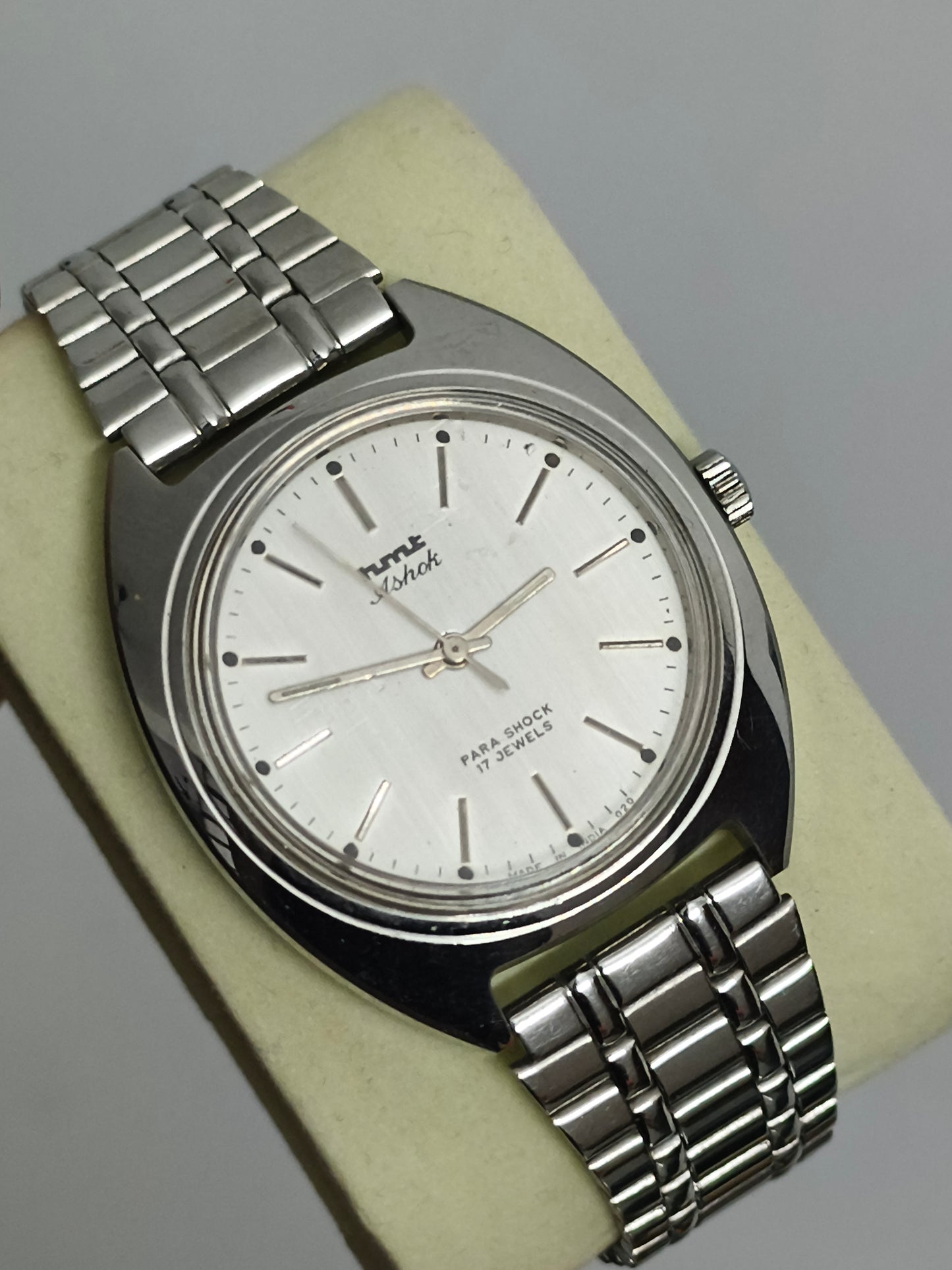 HMT Ashok Hand-wound Watch with Silver Brushed Dial
