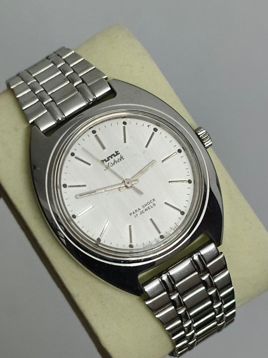 HMT Ashok Hand-wound Watch with Silver Brushed Dial