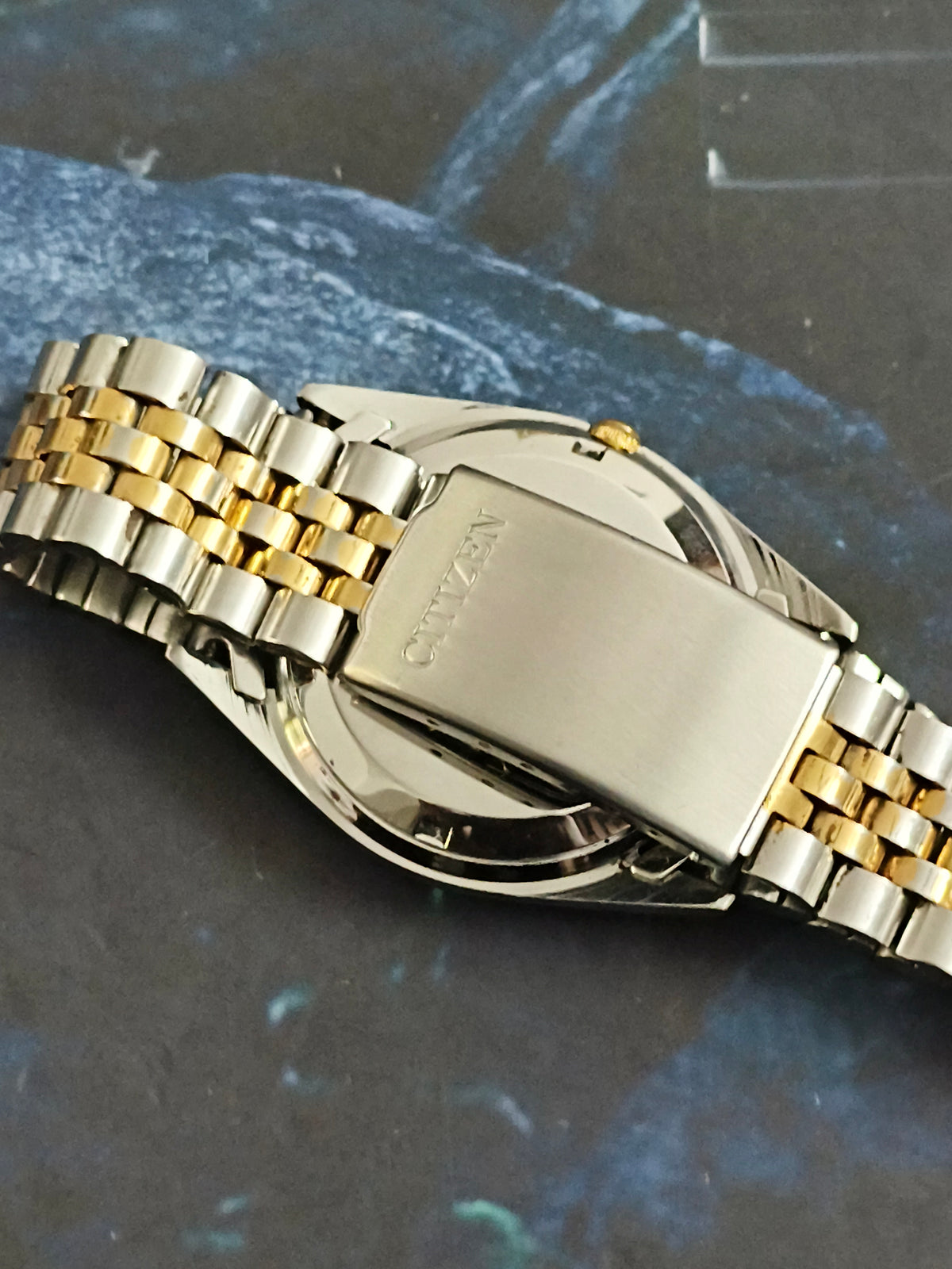 Citizen Automatic Day Date Dual Toned Watch with a White Dial Featuring Roman Numerals (Rare)