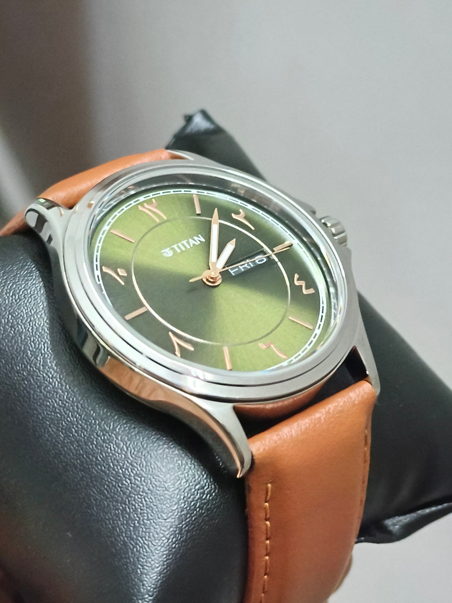 Titan Marhaba Green Dial Watch with Eastern Arabic Numerals 42mm