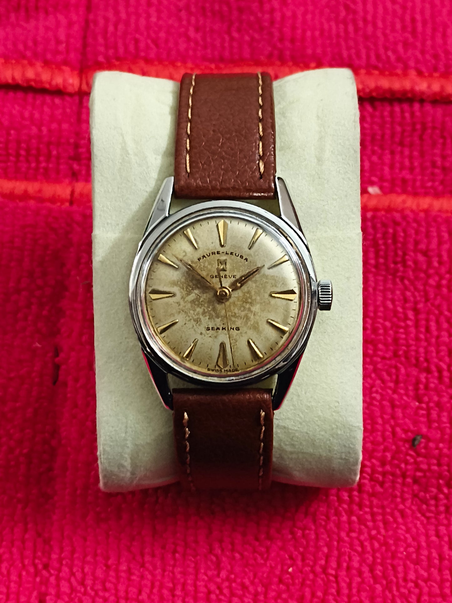 Favre Leuba Vintage Mechanical Sea King Watch 32mm Version with a Patina Dial
