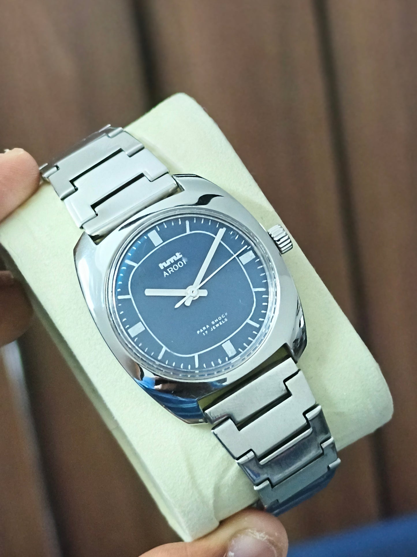 HMT Aroop Vintage Mechanical Watch with Petrol Blue Dial
