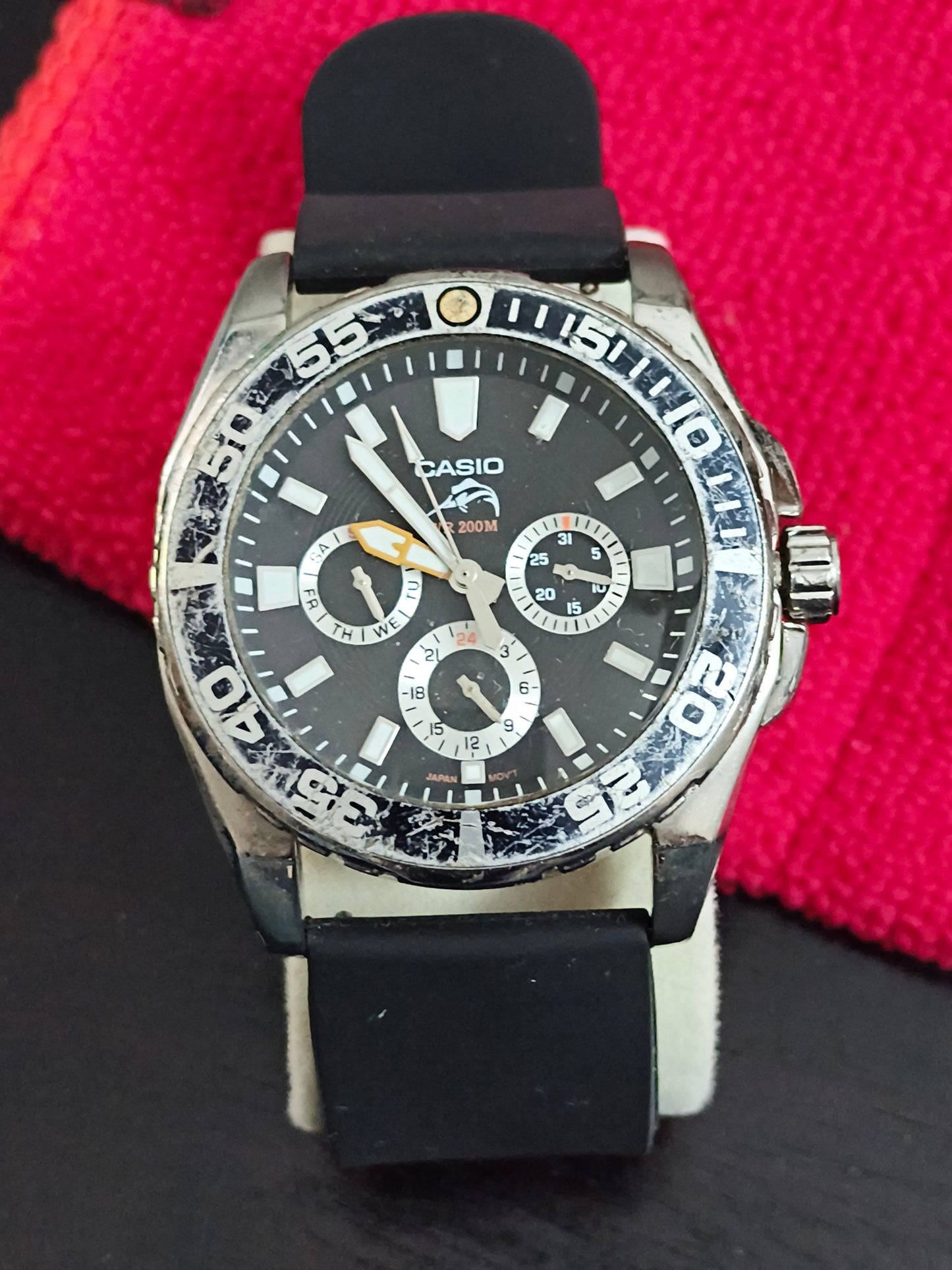 Casio Duro Marlin Neo-Vintage Day, Date and 24-H Watch with Black Dial