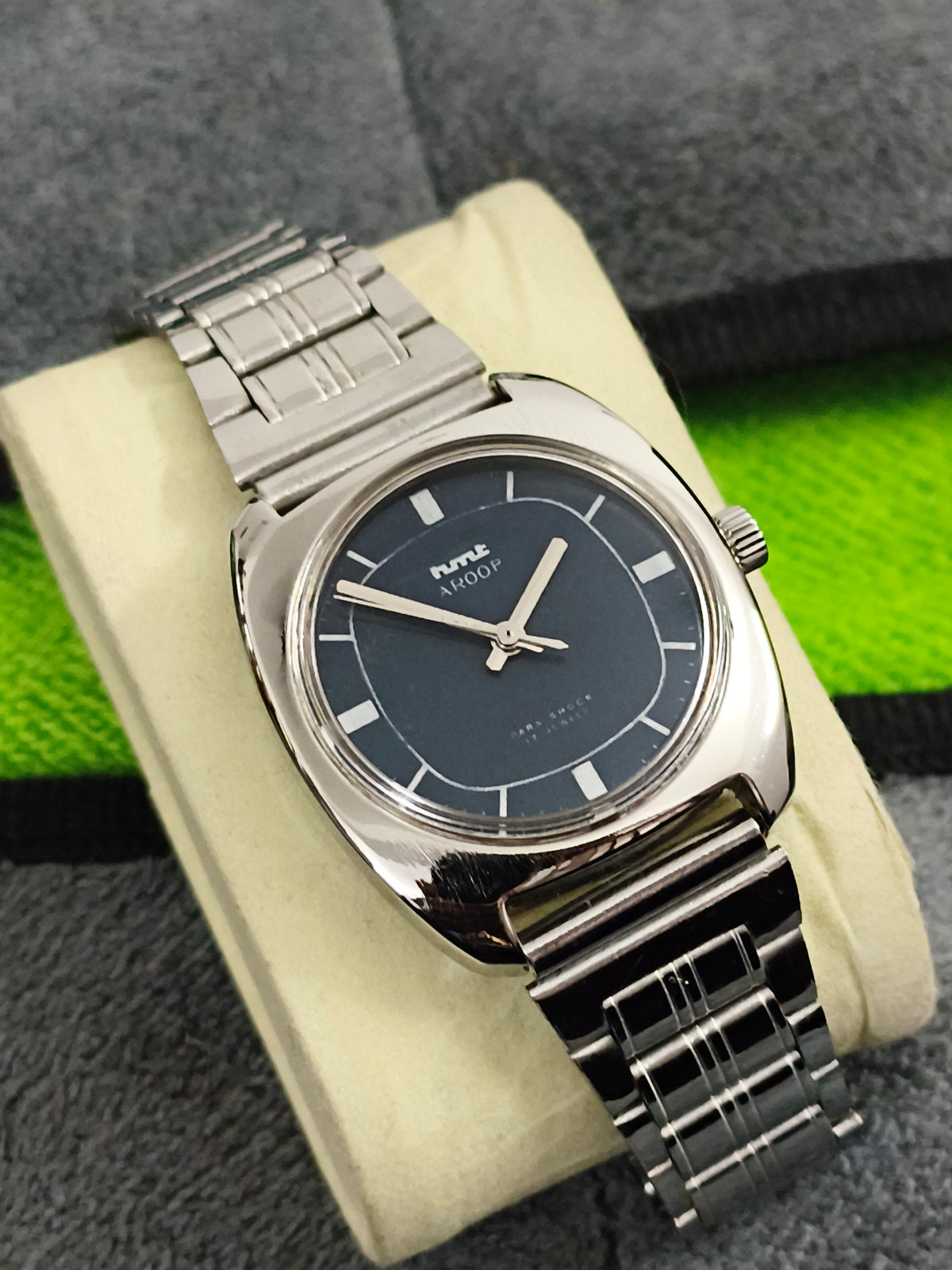 HMT Aroop Hand-wound Vintage Watch with a Midnight Blue Dial