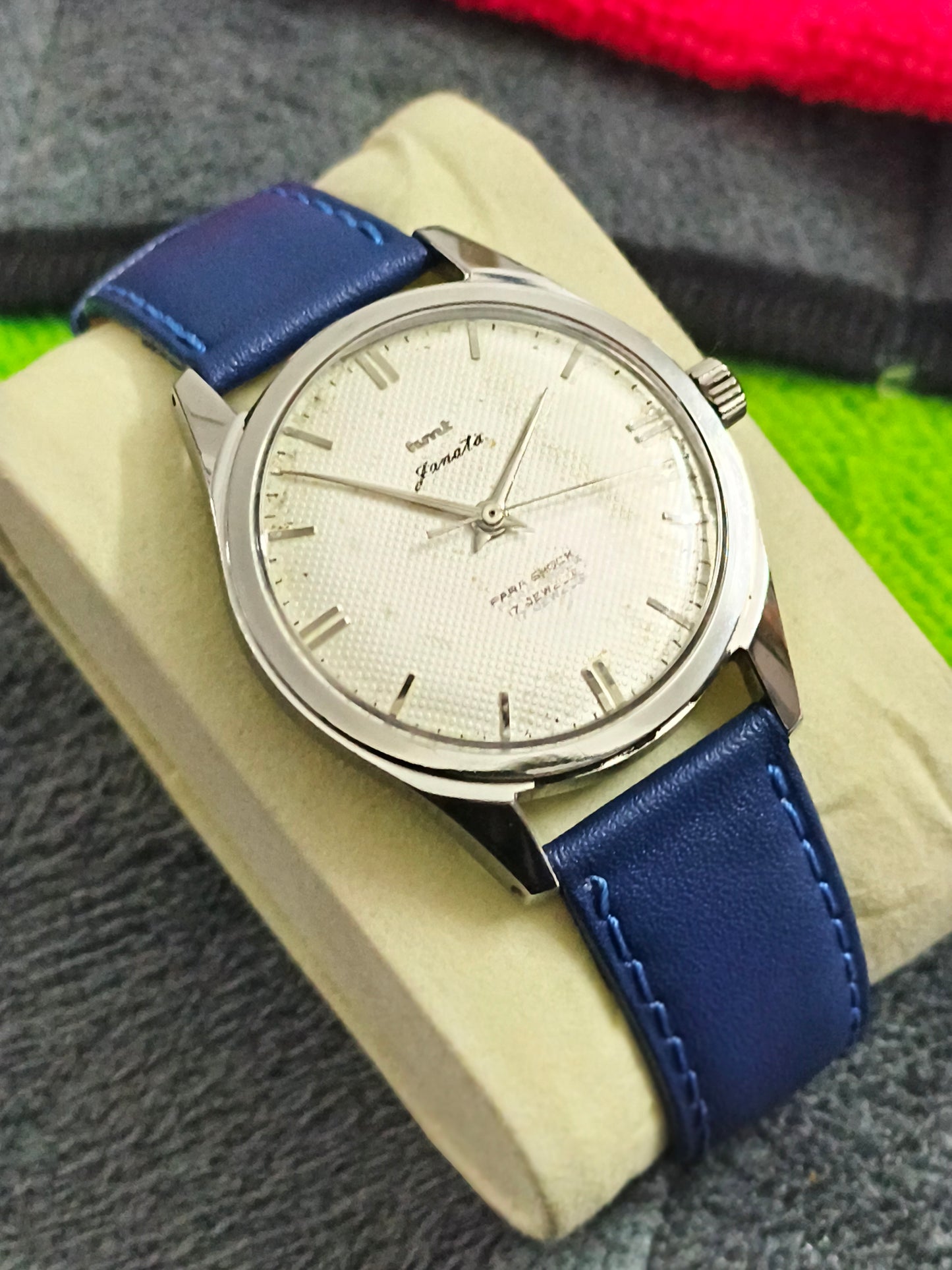 HMT Janata Hand-wound Mechanical Vintage Watch Double Indices Version with Dotted White Dial